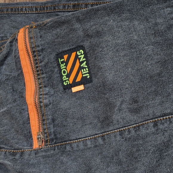 Levis Sport Jeans Vintage 80s Mom Jeans Snap Ankle Grey Acid Wash Orange Accent - Picture 9 of 14